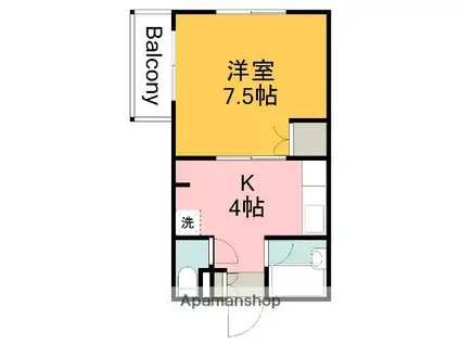 レジデンス・イン・ミユキ(1K/2階)の間取り写真