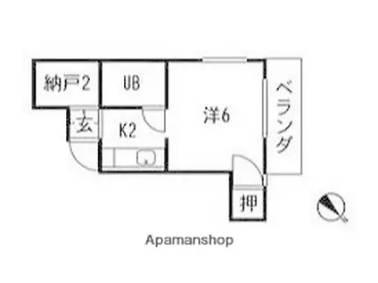シャンポール(ワンルーム/2階)の間取り写真