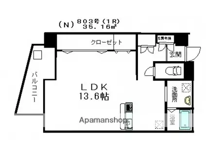ルミエール幟(ワンルーム/8階)の間取り写真