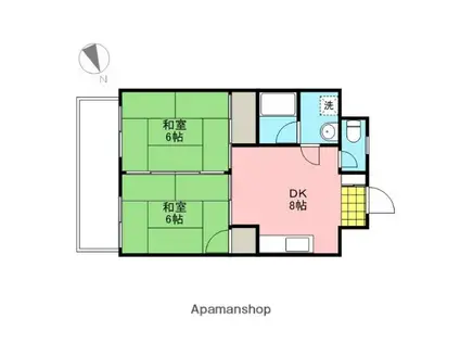 コーポなるかわ(2DK/4階)の間取り写真