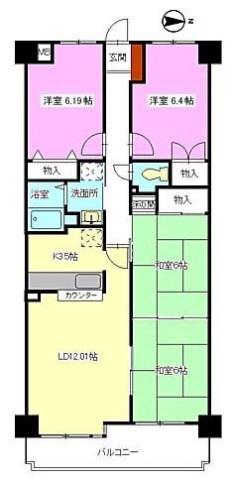 ホウライツルビル(4LDK/5階)の間取り写真