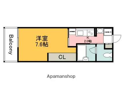 ポルトボヌール山本(1K/3階)の間取り写真