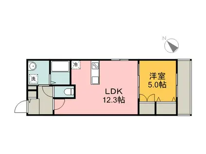 ヘーベルメゾン庚午北(1LDK/3階)の間取り写真