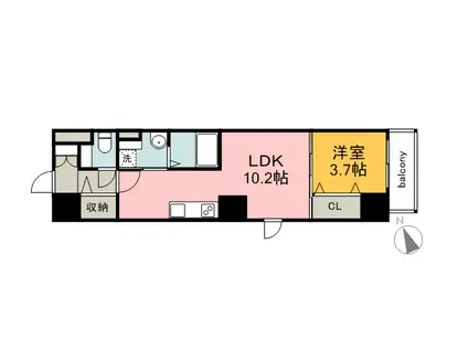 シエスタ河原町(1LDK/6階)の間取り写真