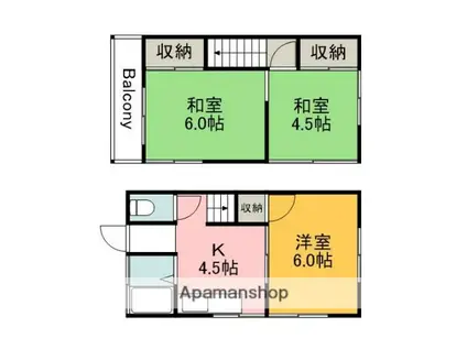 松岡アパート(3K/1階)の間取り写真