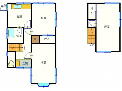 芸備線 矢賀駅 徒歩20分 2階建 築57年(3K)の間取り写真