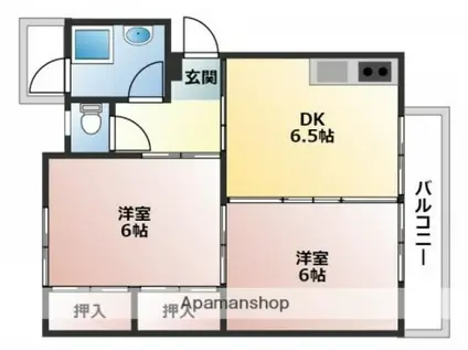 江波鋳機ビル(2DK/5階)の間取り写真
