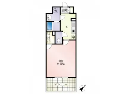 第25友建ビル(1K/9階)の間取り写真