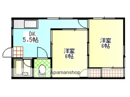 石田ビル(2K/4階)の間取り写真