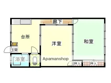 石田ビル(2K/1階)の間取り写真