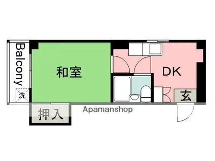 大倉ビル(1DK/3階)の間取り写真