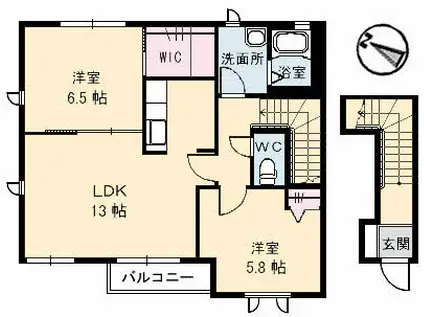 T・Kコート(2LDK/2階)の間取り写真