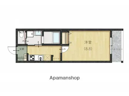 LIEN CORT宇品(1K/3階)の間取り写真