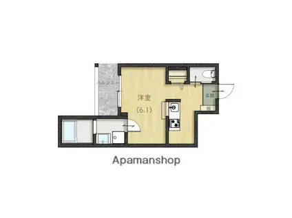 REVE宇品西(1K/1階)の間取り写真