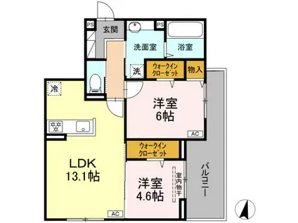 アルカディア中山(2LDK/2階)の間取り写真