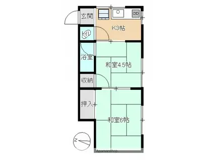 門永ビル(2K/3階)の間取り写真