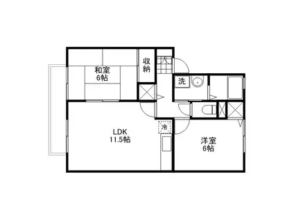 ルミエール小林(2LDK/2階)の間取り写真