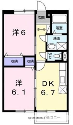 アメニティヴィラ(2DK/1階)の間取り写真