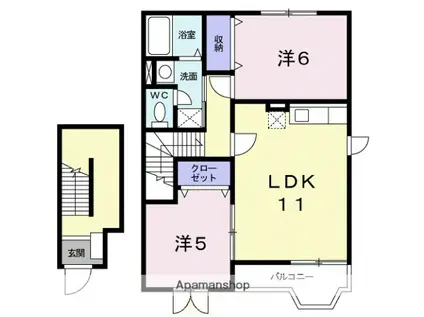 三千石ハイツ(2LDK/2階)の間取り写真