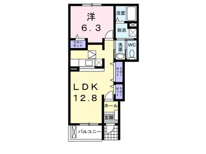 エレガンシア・コリーヌⅠ(1LDK/1階)の間取り写真