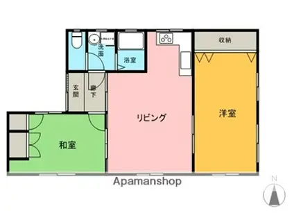山陽本線 八本松駅 徒歩7分 1階建 築32年(2LDK)の間取り写真