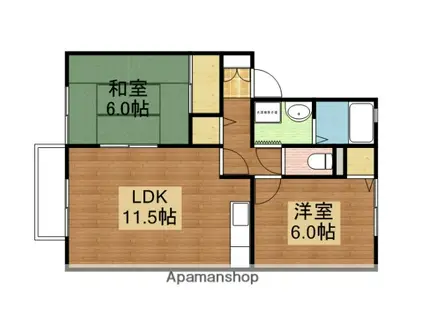セジュールきっかわ(2LDK/1階)の間取り写真