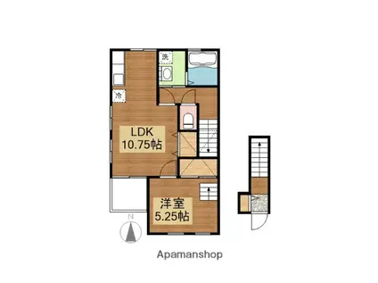 アインズコーポ竹原(1LDK/2階)の間取り写真