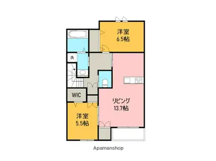 ヘーベルメゾン八本松(2LDK/2階)の間取り写真