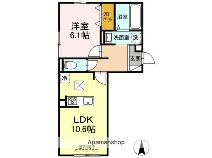 シャインテラス(1LDK/1階)の間取り写真