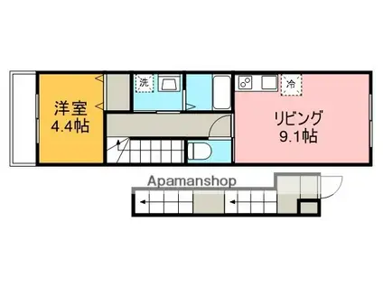 メゾン・エール・下見(1LDK/3階)の間取り写真