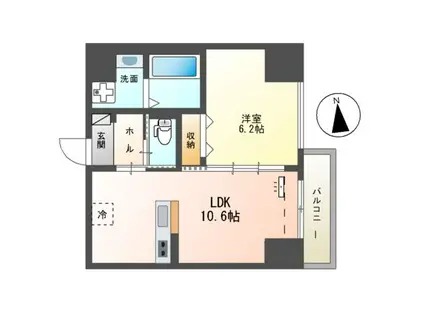 中央地所西条駅前ビル(1LDK/6階)の間取り写真