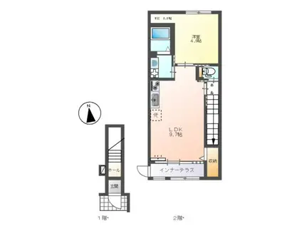 コーセー飯田(1LDK/2階)の間取り写真