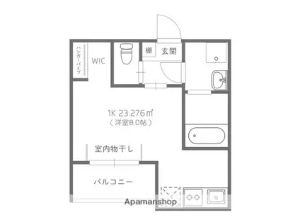 REVE西条岡町(1K/1階)の間取り写真