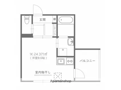 REVE西条岡町(ワンルーム/1階)の間取り写真