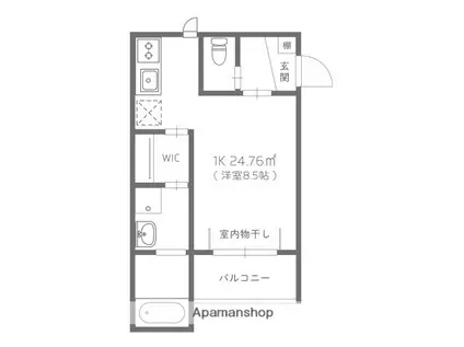 REVE西条岡町(1K/3階)の間取り写真