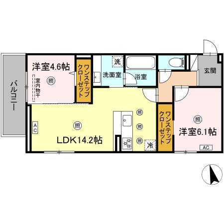 パールドブルム(2LDK/2階)の間取り写真