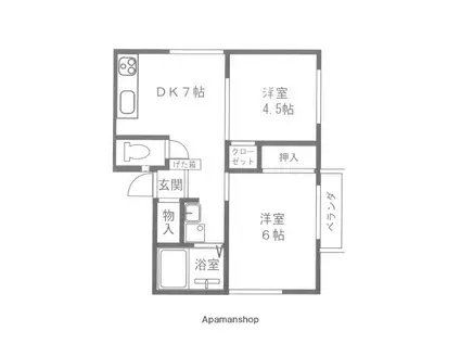 コンフォート皆実(2DK/2階)の間取り写真