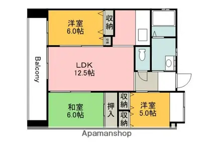 ワイビル(3LDK/9階)の間取り写真