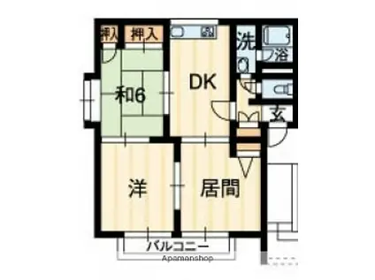 バルヴェール東雲 B棟(3DK/2階)の間取り写真