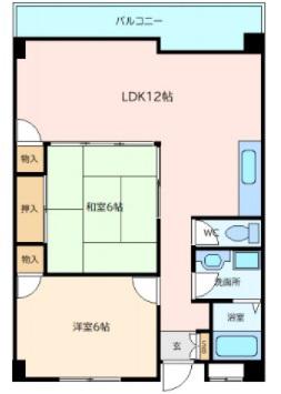 ブランシェ牛田(2LDK/5階)の間取り写真