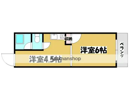 BAUHAUS竹屋町(1DK/2階)の間取り写真