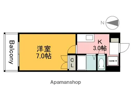 バオバブ白島(1K/7階)の間取り写真