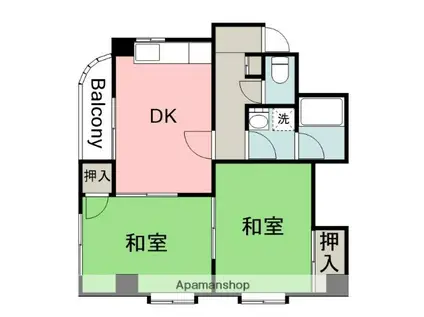 千足 金広ビル(2DK/4階)の間取り写真