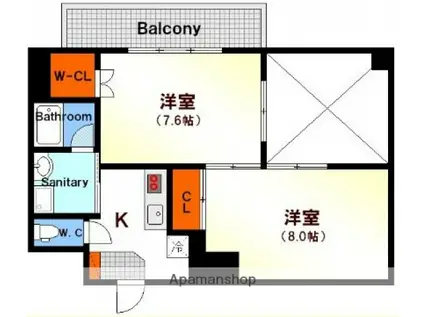 エイトバレー広島駅前通 (2K/3階)の間取り写真
