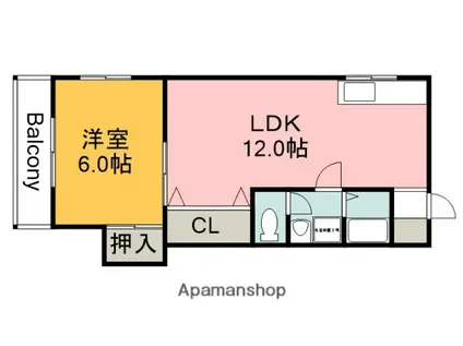 都ビル(1LDK/3階)の間取り写真