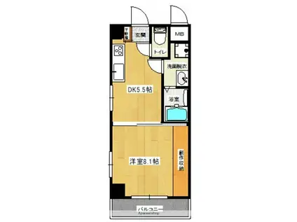 ノーブル平和大通(1DK/2階)の間取り写真