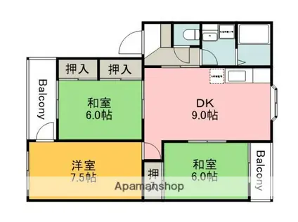 ガーデンヒルズ(3DK/1階)の間取り写真