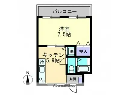 マンション渡辺(1DK/2階)の間取り写真