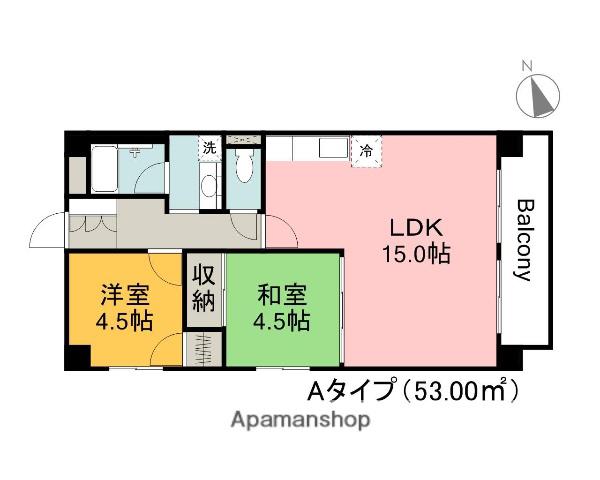 ホワイトシャトー(2LDK/6階)の間取り写真