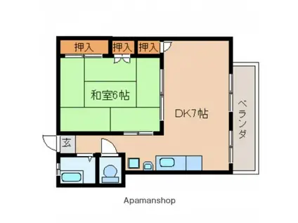 末本ビル(1DK/4階)の間取り写真